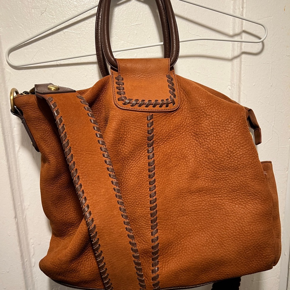 Hobo Sheila Large Satchel Henna Honey Brown Pebble Leather Tote Bag